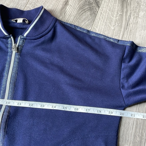 Laura Petite Navy bomber jacket with silver sparkle and embellishments. - Picture 5 of 8